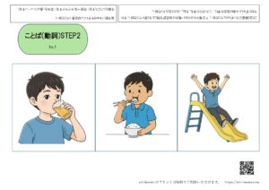 「飲む、食べる、滑る」の動詞理解課題